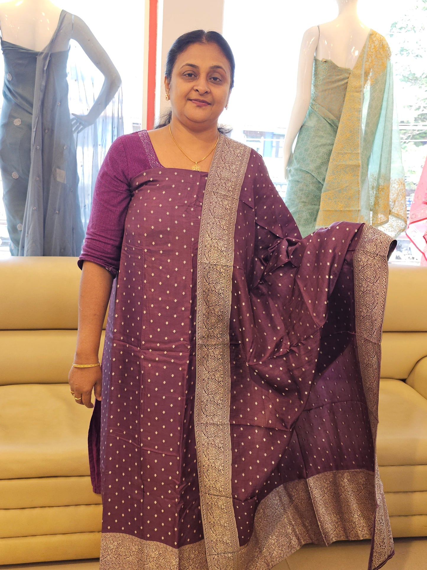 Soft Silk Banarasi Salwar Silver MF12