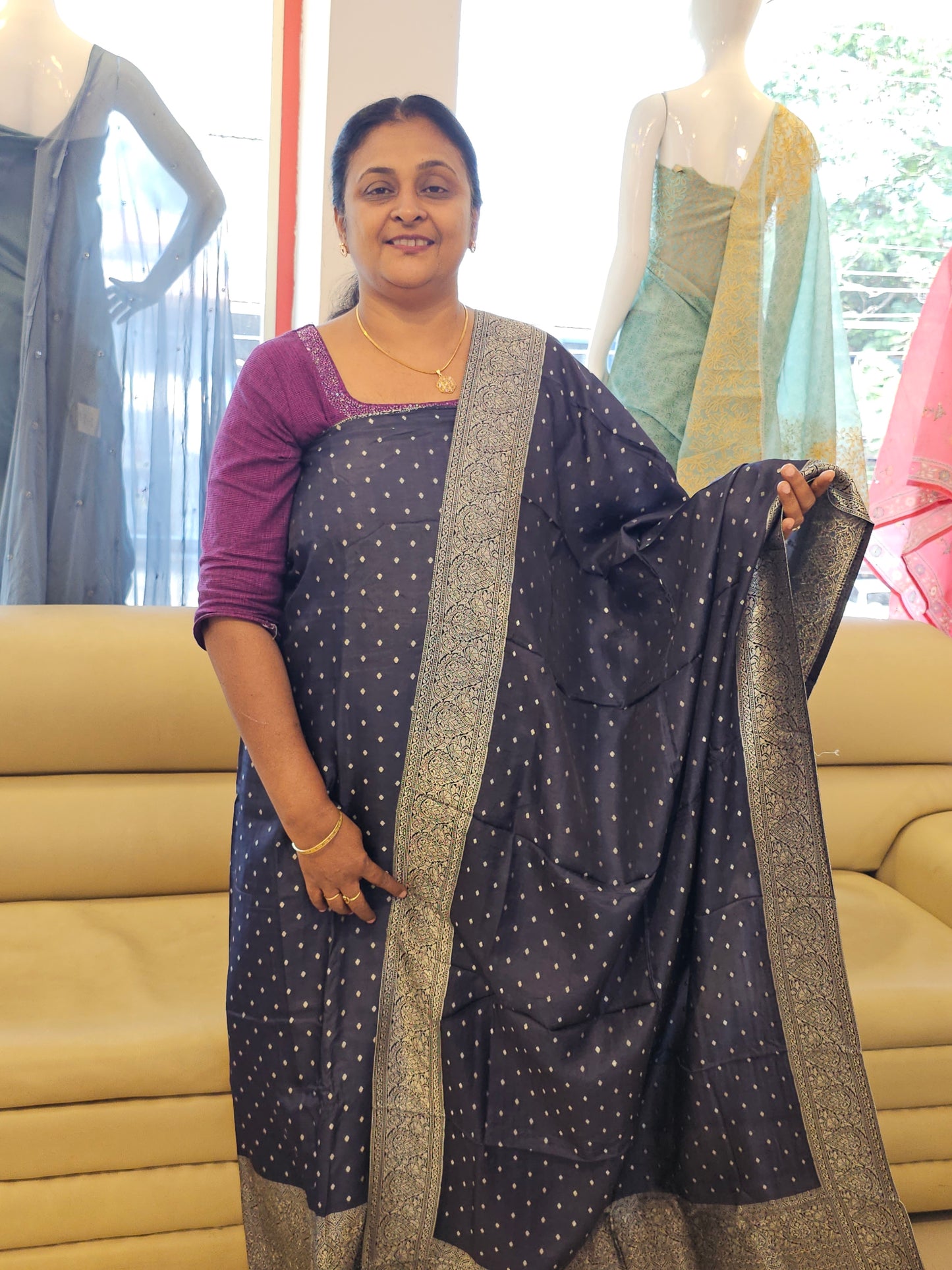 Soft Silk Banarasi Salwar Silver MF12