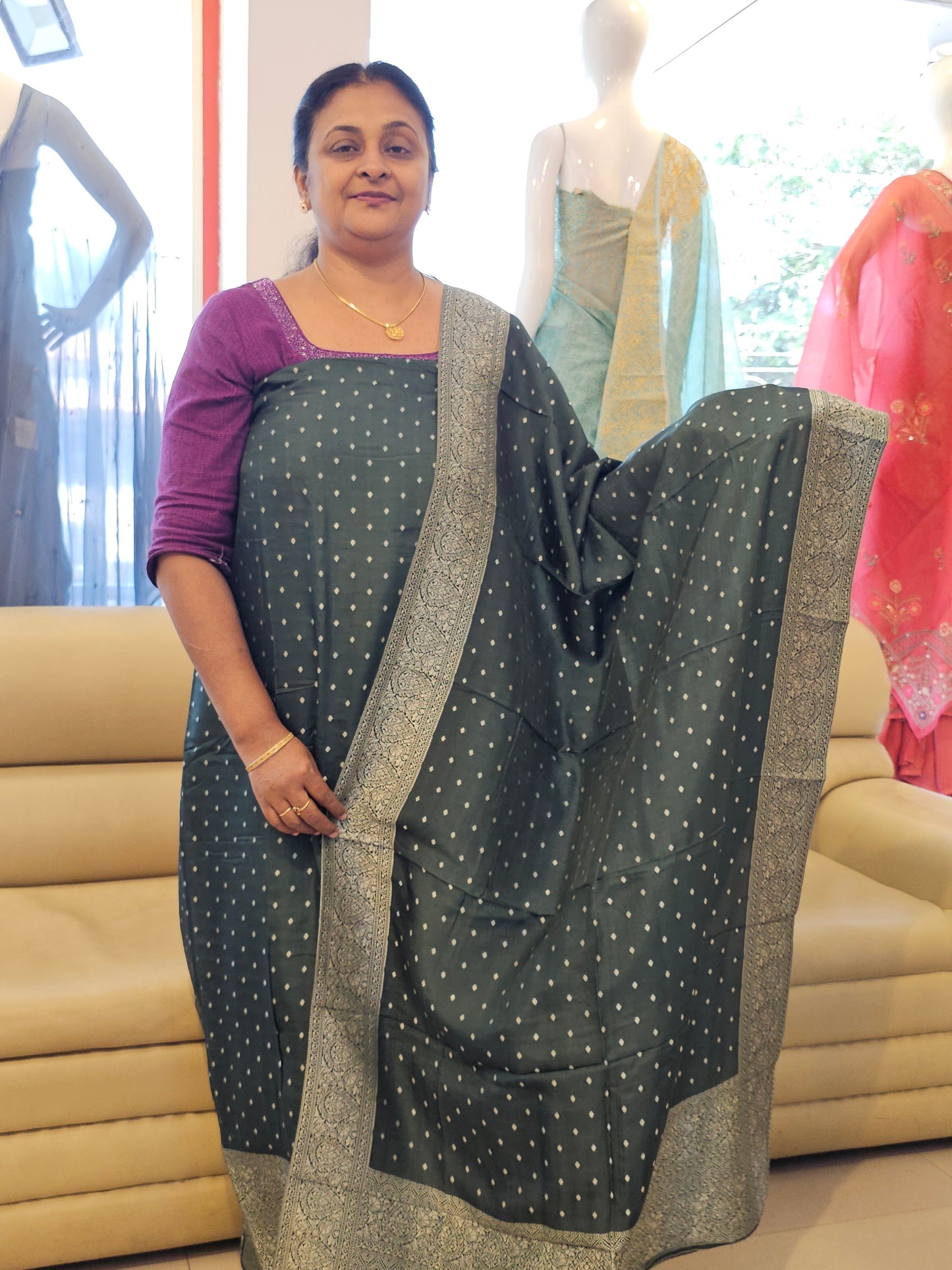Soft Silk Banarasi Salwar Silver MF12