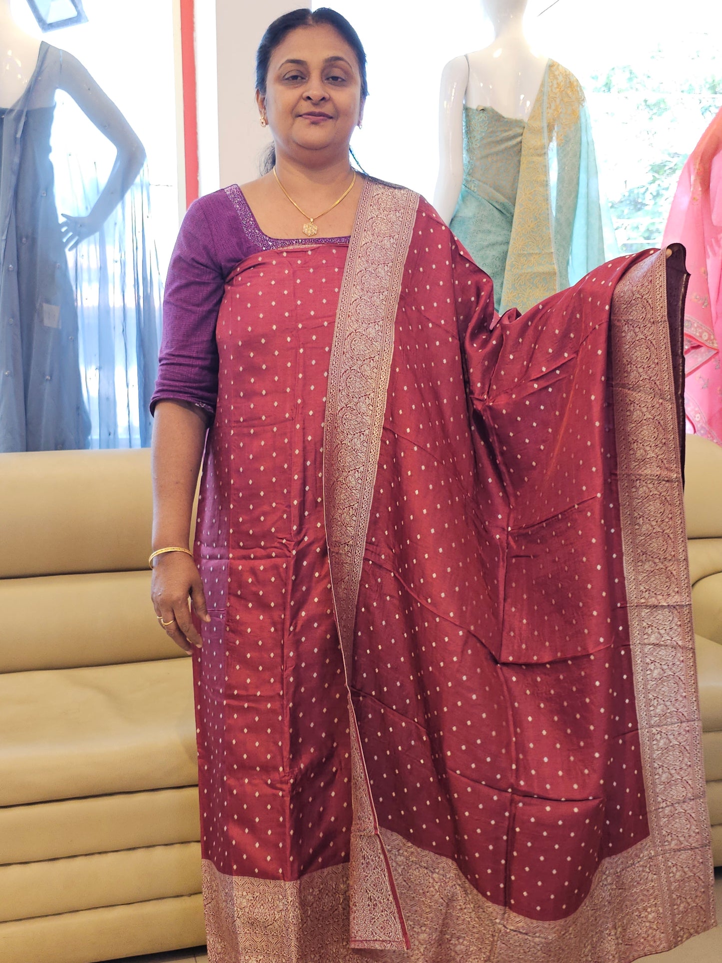 Soft Silk Banarasi Salwar Silver MF12