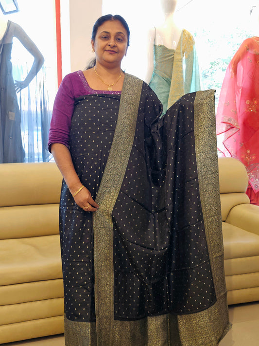Soft Silk Banarasi Salwar Silver MF12